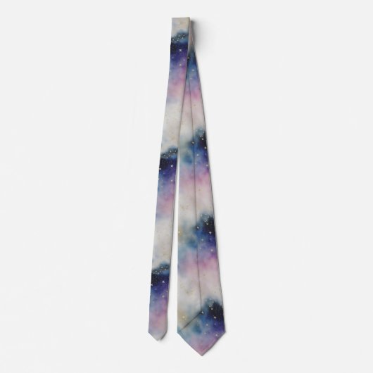 Cravate Aquarelle étoile ciel sur une nuit nuageuse (Dos)