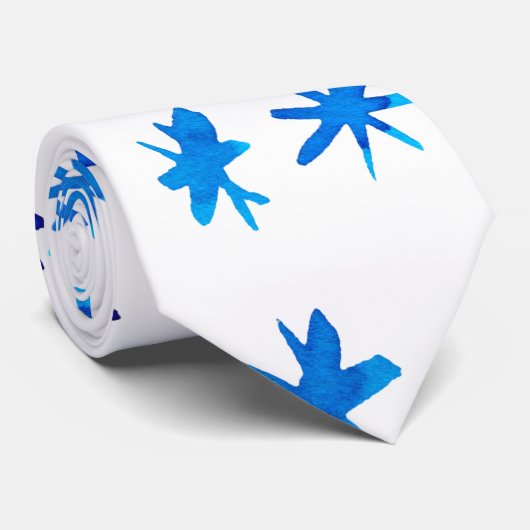 Cravate Aquarelle étoilée - bleu (Roulé)