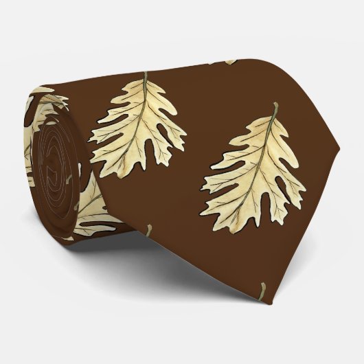 Cravate Aquarelle feuille chêne (Roulé)