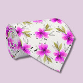 Cravate Aquarelle fleur de lys rose florale
