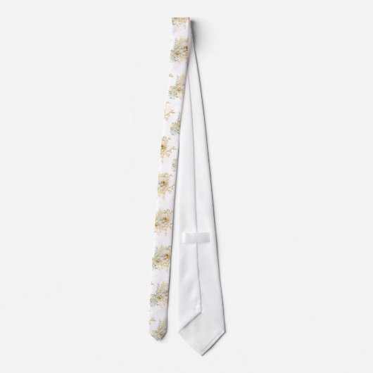 Cravate Aquarelle Fleur Or (Dos)