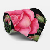 Cravate Aquarelle Fleurs roses couronne circulaire (Roulé)