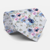 Cravate Aquarelle Floral Bleu et rose Floral motif (Roulé)