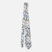 Cravate Aquarelle Floral Dusty Blue Flower (Dos)