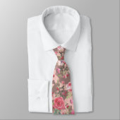 Cravate Aquarelle Floral Rose Or Camouflage rose (Attaché)