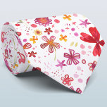 Cravate Aquarelle Florale<br><div class="desc">Design floral à l'aquarelle peinte à la main dans un arrière - plan blanc riche en rouge, rose et jaune. Art original de Nic Squirrell.</div>