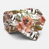 Cravate Aquarelle Florale Automne Épice Couleur Fleurs (Roulé)