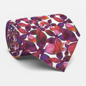 Cravate Aquarelle Florale en rose rouges et pourpres (Roulé)