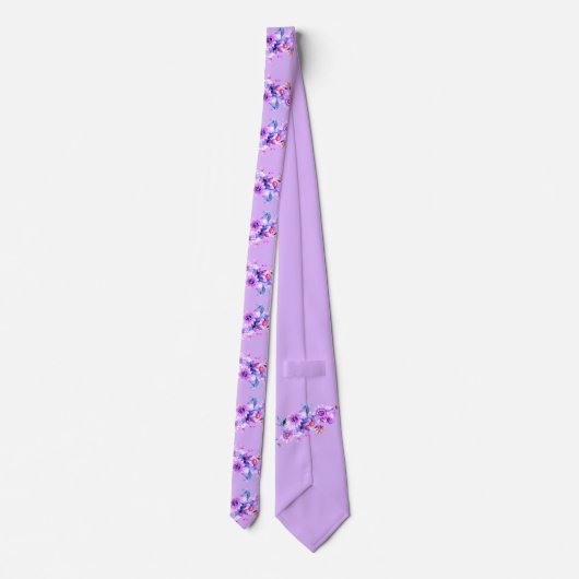 Cravate Aquarelle florale pourpre (Dos)