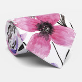 Cravate Aquarelle florale rose-rose-champêtre moderne (Roulé)