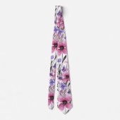 Cravate Aquarelle florale rose-rose-champêtre moderne (Dos)