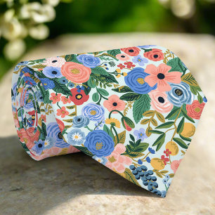 Cravate Aquarelle florale sauvage colorée Jardin naturel