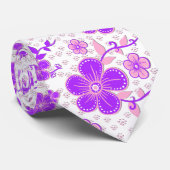 Cravate Aquarelle florale simple impression violet et rose (Roulé)