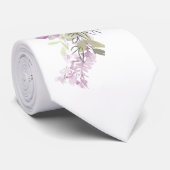 Cravate Aquarelle florale violette rose pâle (Roulé)