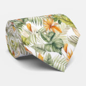 Cravate Aquarelle Forêt tropicale Feuilles d'été & Floral (Roulé)