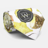 Cravate Aquarelle fraîche Fruits tropicaux Monogramme Moti (Roulé)
