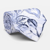 Cravate Aquarelle gris floral peinture à la main (Roulé)