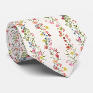 Cravate Aquarelle Jardin Floral Printanier Vintage