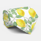 Cravate Aquarelle jaune clair Citron Arbre Citron Motif (Roulé)