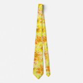 Cravate Aquarelle jaune fleurs marigées d'été (Devant)