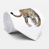 Cravate aquarelle léopard jungle chat peint vert animal (Roulé)