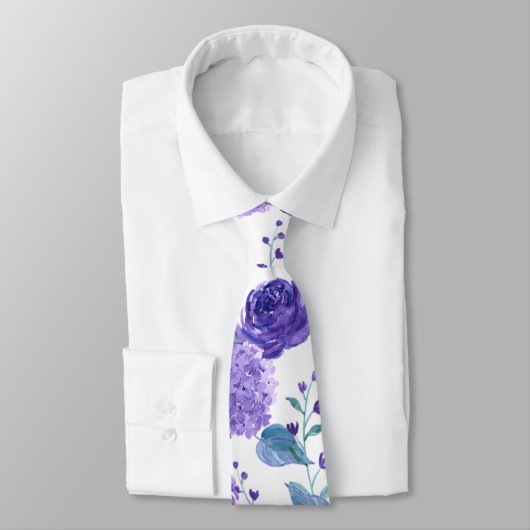 Cravate Aquarelle Lilacs et Roses (Attaché)
