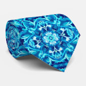 Cravate Aquarelle Mandala Flower dans les tons bleu Indigo (Roulé)
