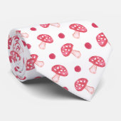 Cravate aquarelle mignon champignons rouges et pois (Roulé)