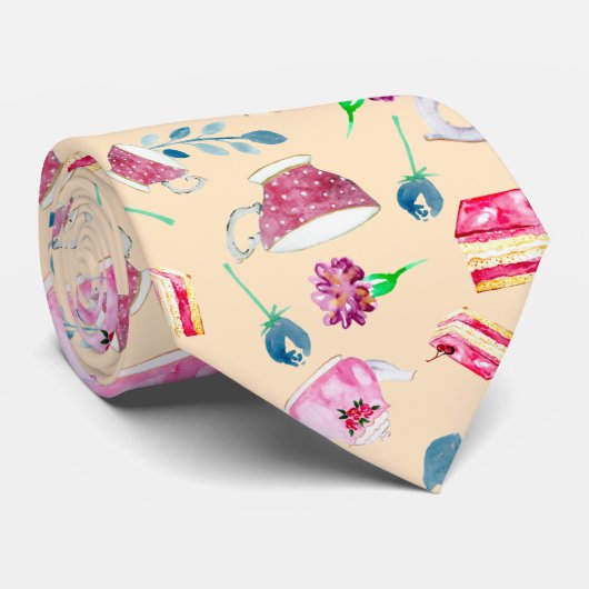 Cravate Aquarelle mignonne Après-midi Tea Party Florals Te (Roulé)