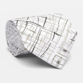 Cravate Aquarelle moderne Gris Gris Noir Grille Plaid Diag (Roulé)