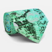 Cravate Aquarelle moderne noire gris bleu vert gris vert t (Roulé)