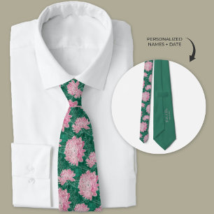Cravate Aquarelle moderne rose Dahlia Floral