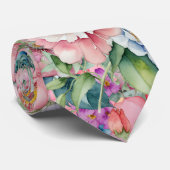 Cravate Aquarelle motif floral, Arrière - plan floral (Roulé)