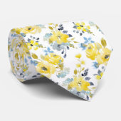 Cravate Aquarelle Motif Floral Jaune (Roulé)