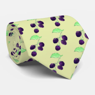 Cravate Aquarelle Mûre Violette Botanique