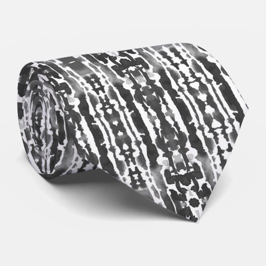 Cravate Aquarelle Noir Lumière gris foncé Art Motif (Roulé)
