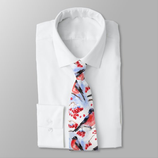 Cravate Aquarelle Oiseaux (Attaché)