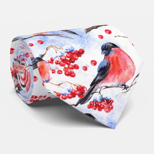 Cravate Aquarelle Oiseaux (Roulé)