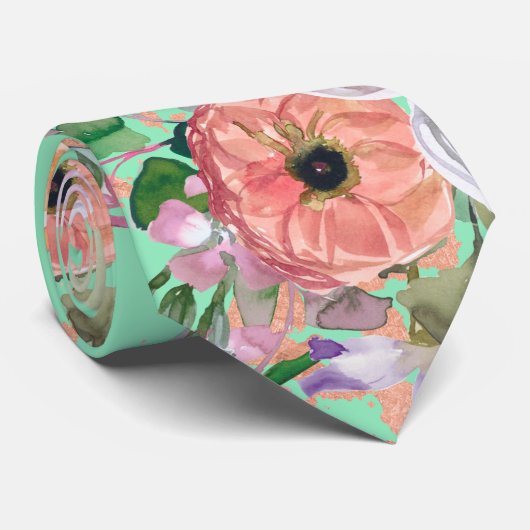 Cravate Aquarelle or Rose orange sur Neo Mint (Roulé)