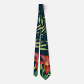 Cravate Aquarelle Orange Lily Illustration Turquoise foncé (Dos)