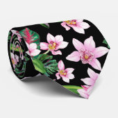 Cravate Aquarelle Orchidées Design 27 (Roulé)