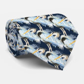 Cravate Aquarelle originale Great Blue Heron Bird (Roulé)