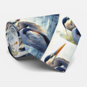 Cravate Aquarelle originale Great Blue Heron Bird Wildlife (Roulé)