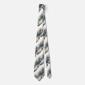 Cravate Aquarelle originale Great Blue Heron Bird Wildlife (Devant)