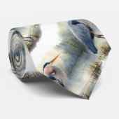 Cravate Aquarelle originale Great Blue Heron Bird Wildlife (Roulé)
