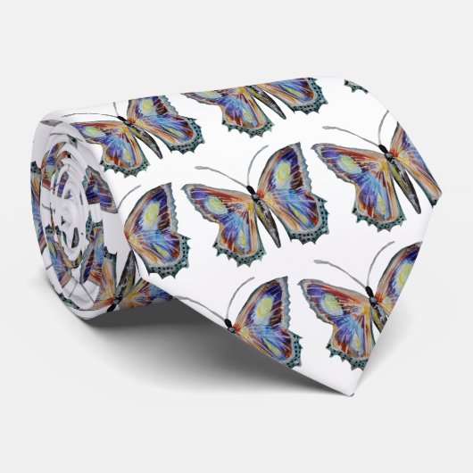 Cravate Aquarelle papillon (Roulé)