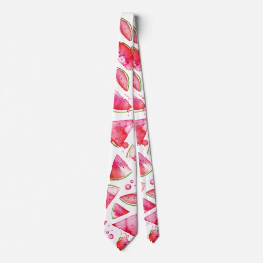 Cravate Aquarelle pastèque 1 (Devant)
