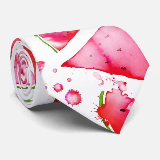 Cravate Aquarelle pastèque 1 (Roulé)