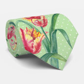 Cravate Aquarelle Perroquet jaune Tulipe Illustration flor (Roulé)