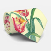 Cravate Aquarelle Perroquet jaune Tulipe Illustration flor (Roulé)